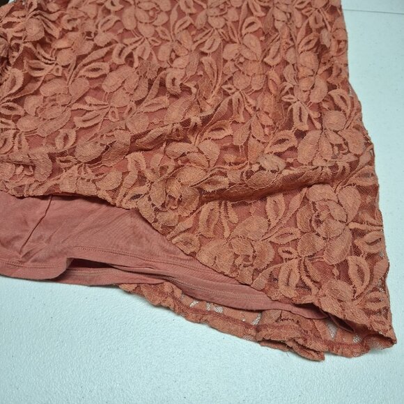 Free People Lace Dress Orange Peach Slip Layers Sleeveless Womens‎ Small Coral - Picture 8 of 10